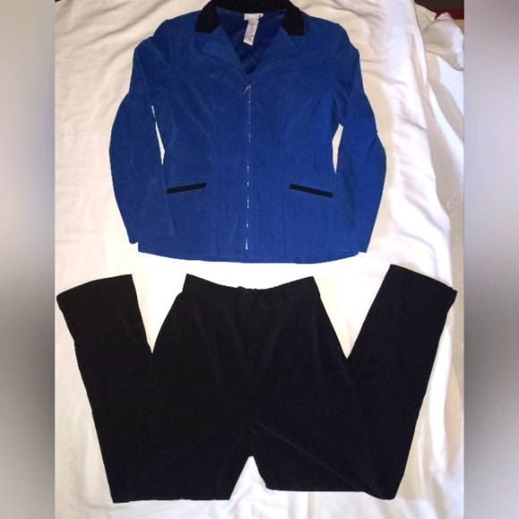 Scarlett Pants - Women's Scarlett Suede Jacket Pant Suit Blue / Black Size 10